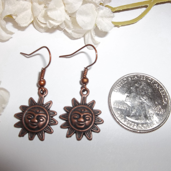 Earrings Copper Sun Boho Bohemian Style Set 3411 - Picture 2 of 6